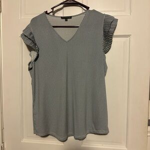 Adrianna Papell Blue and White Gingham Blouse